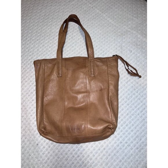 DAY & MOOD Flame Camel Leather Tote Bag Purse Pax Shopper 600026601 - Picture 1 of 12